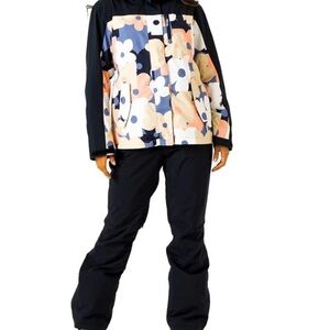 Roxy Black and Multicolor Floral Ski Jacket